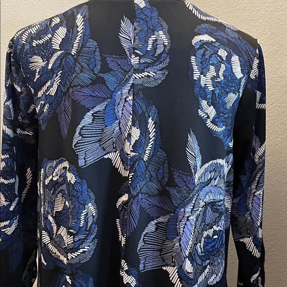 Apt. 9 Blue and Black Floral Long Sleeve Dress - Picture 6 of 7